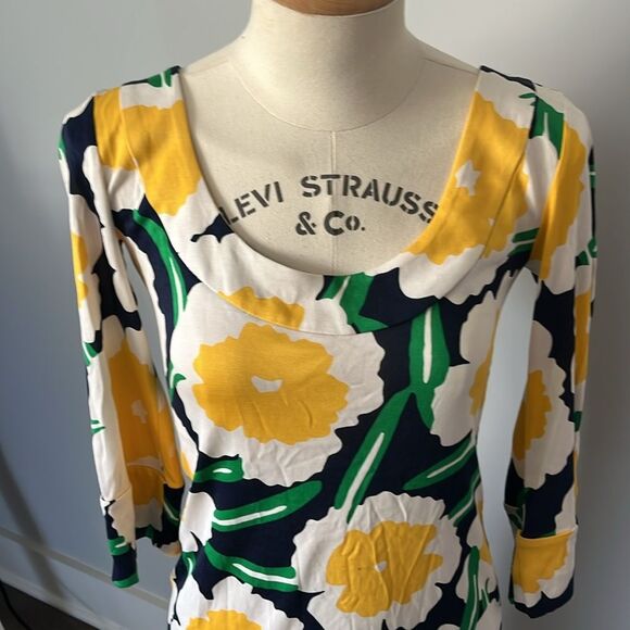 Diane‎ Von Furstenberg Yellow Floral Long Sleeve Dress - Picture 6 of 8